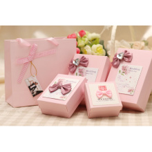 Caja de regalo y bolsa de papel de estilo rosa Weding